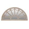 DunaWest Window Pane Design Half Crescent Moon Shaped Wooden Wall Mirror; Brown