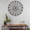 DunaWest 42 Inch Round Medallion Wall Mount Metal Accent Decor; Handmade Circle Design; Antique Black
