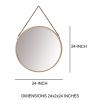 DunaWest Round Metal Frame Wall Mirror with Hanging Rope; Antique Brass