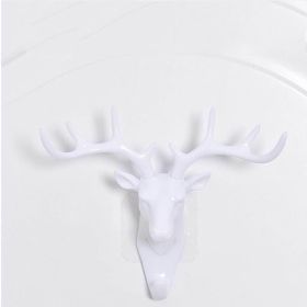 Wall Hanging Hook Vintage Deer Head Antlers For Hanging Key Deer Horns Hanger Rack Wall Decoration (Color: White)