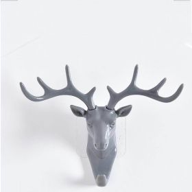 Wall Hanging Hook Vintage Deer Head Antlers For Hanging Key Deer Horns Hanger Rack Wall Decoration (Color: Light Gray)