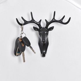 Wall Hanging Hook Vintage Deer Head Antlers For Hanging Key Deer Horns Hanger Rack Wall Decoration (Color: Black)