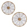 Set 2 Round Woven Wall Baskets - Rustic Metal Frame Weaving Boho for Home Decoration