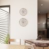Set 2 Round Woven Wall Baskets - Rustic Metal Frame Weaving Boho for Home Decoration