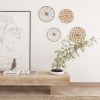 Set 2 Round Woven Wall Baskets - Rustic Metal Frame Weaving Boho for Home Decoration